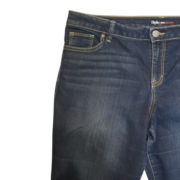 Style & Co Women Jeans 18 Blue Boot Leg Dark Wash Cowgirl Western Denim Comfy - Picture 7 of 11